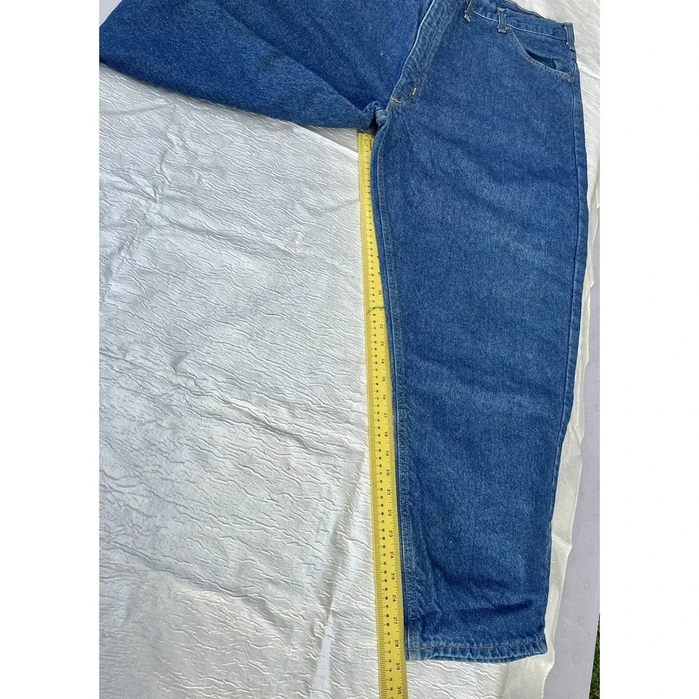 VTG Carhartt Flannel Lined Insulated Denim Jeans B21 DST 46 X 30 USA Components